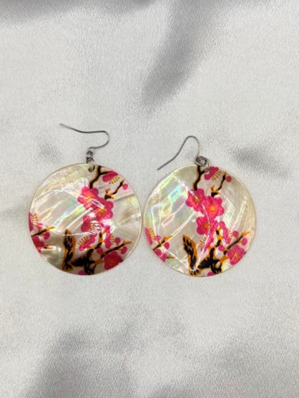 Vintage Y2K Cherry Blossom Y2K Dangling Mother of Pearl Earrings